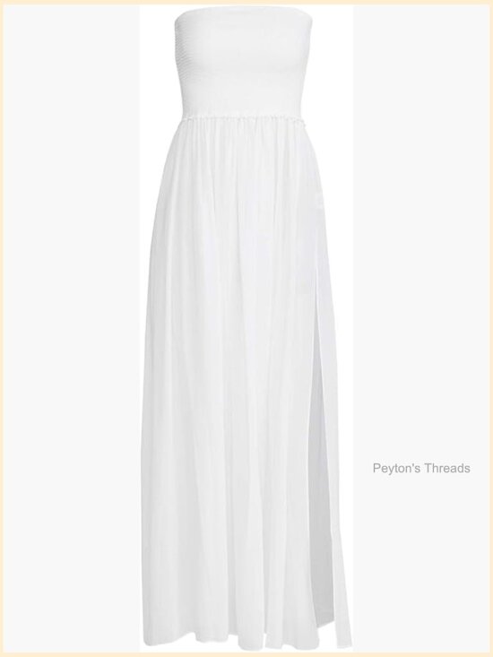Dresses & Skirts - Smocked Strapless A-Line Maxi Dress with Ruffle Hem